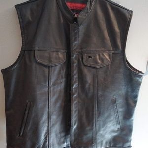 Zony Inc. Black leather motorcycle vest